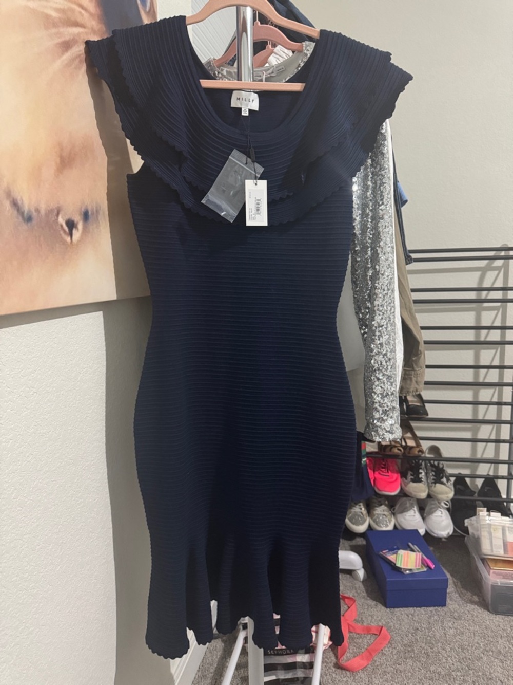 NWT Milly Navy Bodycon Dress Sz M